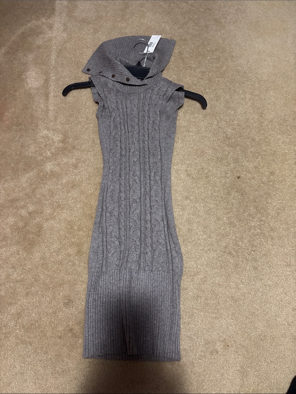 Frankie's Bikinis Gray Cable-Knit Sleeveless Turtleneck Sweater
